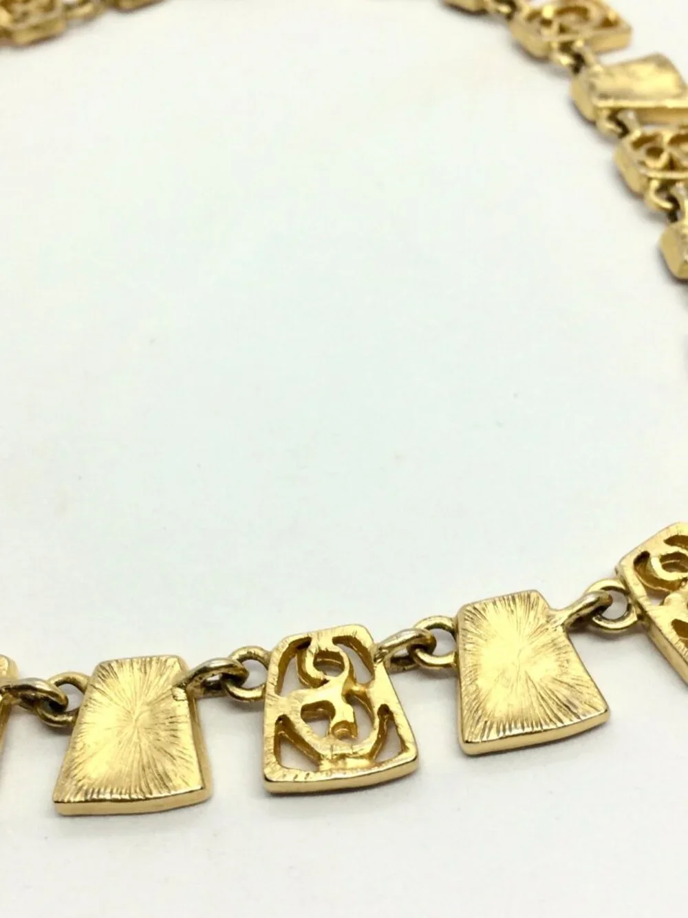 VINTAGE GOLD TONE Necklace Etruscan Revival Filigree Collar Brushed 16